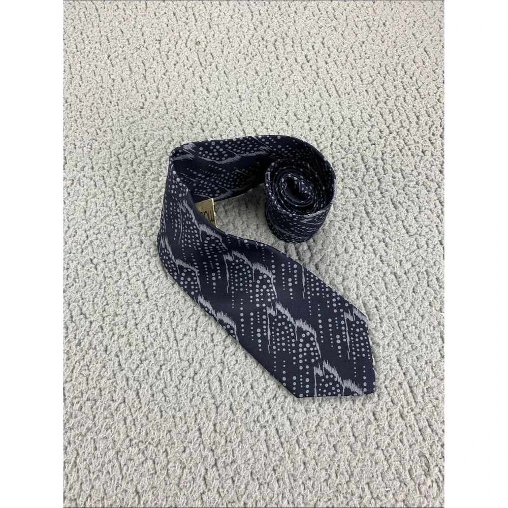Giorgio Armani Silk Tie Navy Blue Abstract Dot Pattern Designer Necktie